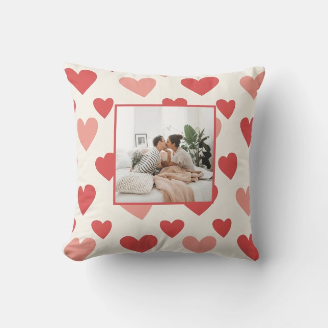 Personalized Valentine Photo Heart Throw Pillow Kussen (Voorkant)