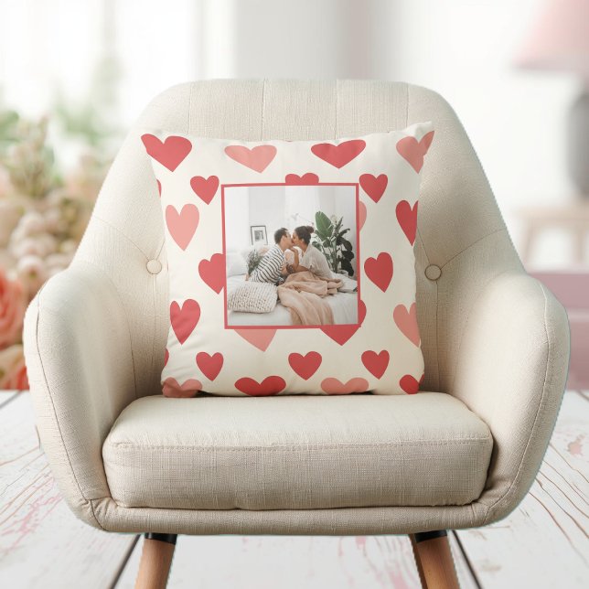 Personalized Valentine Photo Heart Throw Pillow Kussen (Creator heeft geüpload)