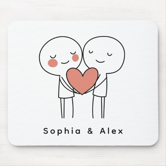 Personalized Valentine’s Couple Matching Mouse Pad Muismat (Voorkant)