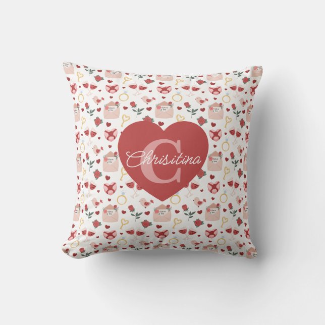 Personalized Valentine`s Day Throw Pillow Kussen (Voorkant)
