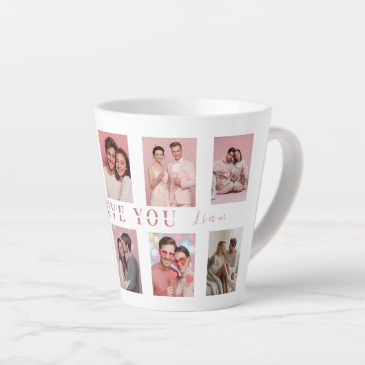 Personalized Valentine's Day Latte Mug Photos Latte Mok (Rechterhoek)