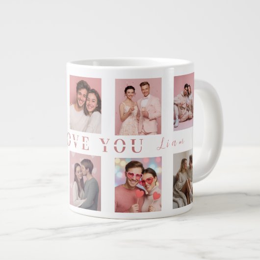 Personalized Valentine's Day Mug | Custom Photos Extra Grote Beker (Voorkant rechts)