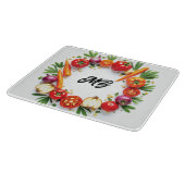 Personalized Vegetable Wreath Glass Cutting Board Snijplank (Hoek)