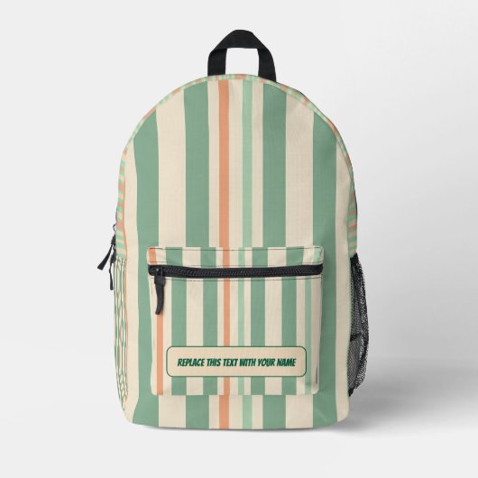 Personalized Vertical Stripe Backpack Bedrukte Rugzak (Voorkant)