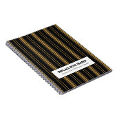 Personalized Vertical Stripe Black Gold Notitieboek (Rechterzijde)