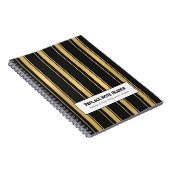 Personalized Vertical Stripe Black Gold Notitieboek (Rechterzijde)