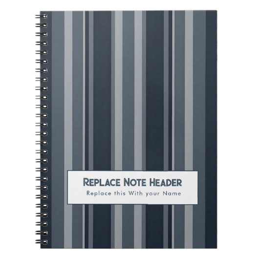 Personalized Vertical Stripe Blue Grey Notitieboek (Voorkant)