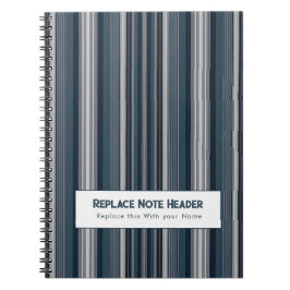 Personalized Vertical Stripe Blue Grey Notitieboek