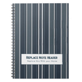 Personalized Vertical Stripe Blue Grey Notitieboek