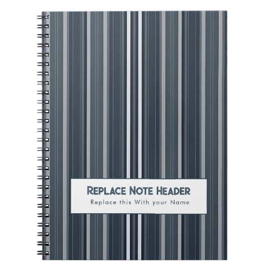 Personalized Vertical Stripe Blue Grey Notitieboek (Voorkant)