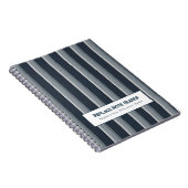 Personalized Vertical Stripe Blue Grey Notitieboek (Rechterzijde)