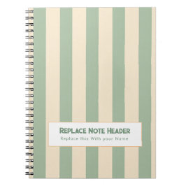 Personalized Vertical Stripe Green Cream Notitieboek