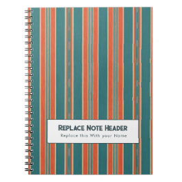 Personalized Vertical Stripe Teal Rust Notitieboek