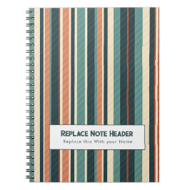 Personalized Vertical Stripe Teal Rust Notitieboek