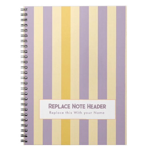 Personalized Vertical Stripe Yellow Lavender Notitieboek (Voorkant)