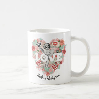 Personalized Victorian Coquette Cherub Love Heart Koffiemok