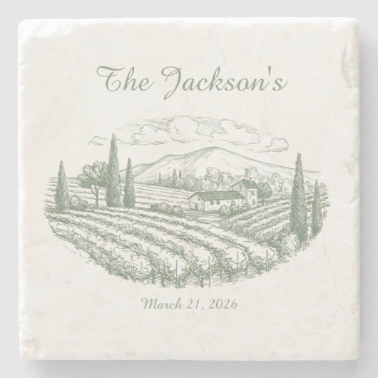 Personalized Vineyard Wedding Coasters  Stenen Onderzetter (Voorkant)