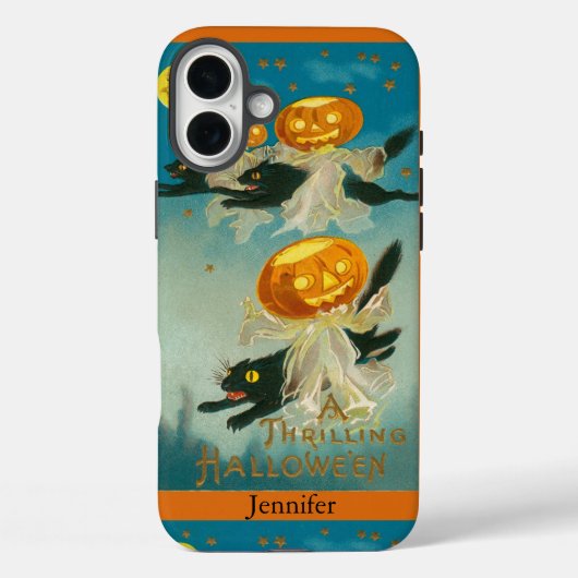 Personalized Vintage Cats Halloween Phone Case (Achterkant)