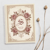 Personalized Vintage Rose Monogram Notebook Notitieboek