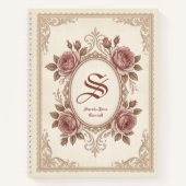 Personalized Vintage Rose Monogram Notebook Notitieboek (Voorkant)