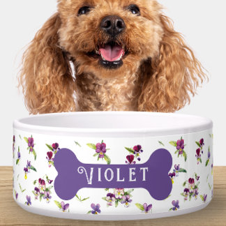 Personalized Violet Purple Floral Voerbakje