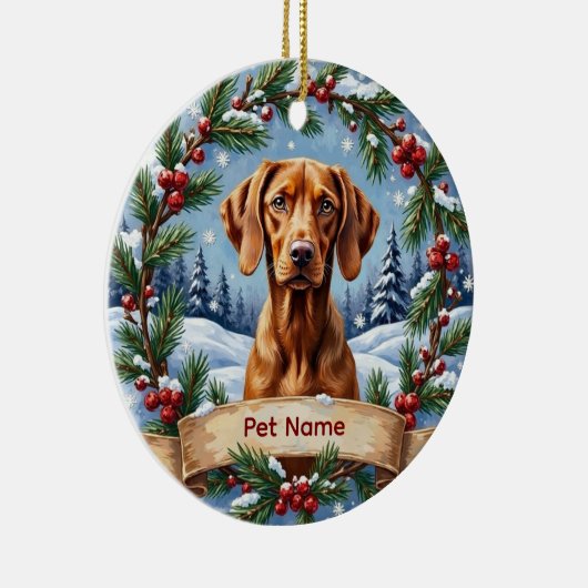 Personalized Vizsla Christmas Keramisch Ornament (Rechts)