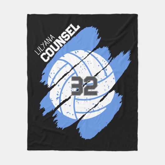 Personalized Volleyball Player Blue and White Fleece Deken (Voorkant)
