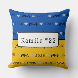 Personalized Volleyball Senior Blue and Yellow  Kussen