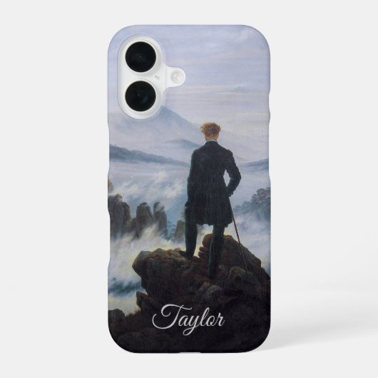 Personalized Wanderer – Caspar David Friedrich iPhone 16 Hoesje (Achterkant)