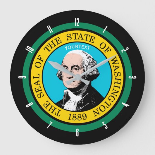 Personalized Washington State Flag Design on a Grote Klok (Voorkant)