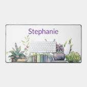 Personalized Watercolor Books and Plants Bureaumat (Keyboard & Muis)