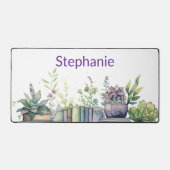 Personalized Watercolor Books and Plants Bureaumat (Voorkant)