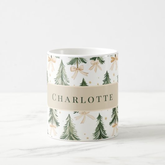 Personalized Watercolor Christmas Tree Name Mug (Centre)