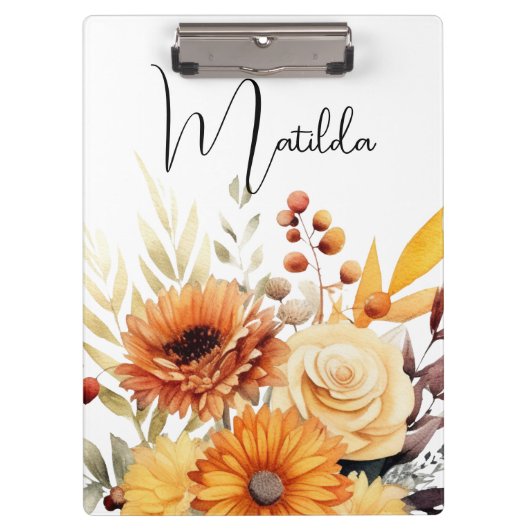 Personalized Watercolor floral  Klembord (Voorkant)