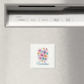 Personalized Watercolor Floral Name Magnet Magneet (Insitu (Vaatwasser))