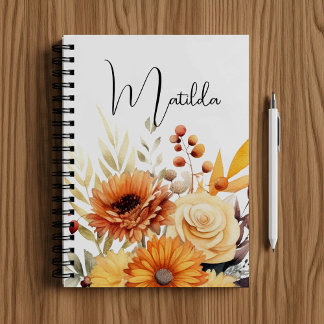 Personalized Watercolor floral Notitieboek