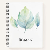 Personalized Watercolor Leaf Spiral Notebook Notitieboek (Voorkant)