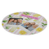 Personalized Watercolor Lemonade Cupcake Stripe Snijplank (Hoek)