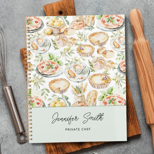 Personalized Watercolor Mediterranean Food Pattern Planner