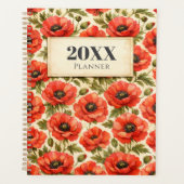 Personalized Watercolor Red poppies Planner (Devant)