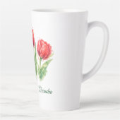 Personalized Watercolor Red Tulips Latte Mok (Rechts)