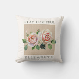 Personalized watercolor roses motivational kussen