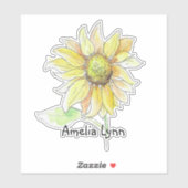 Personalized Watercolor Sunflower Sticker (Vel)