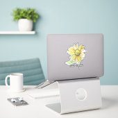 Personalized Watercolor Sunflower Sticker (Laptop op bureau)