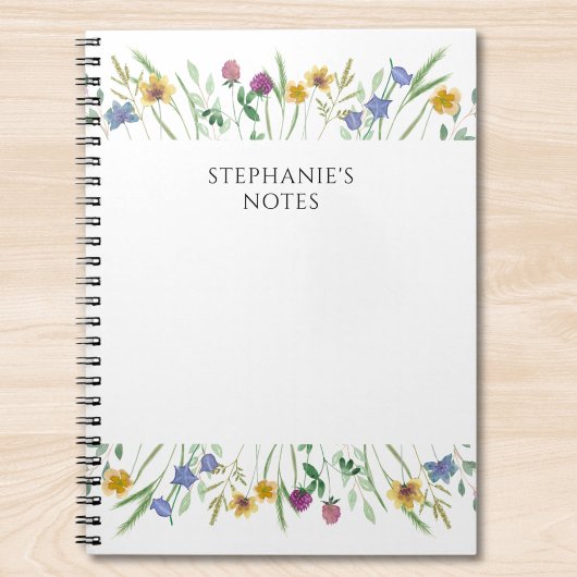 Personalized Watercolor Wildflower Notitieboek