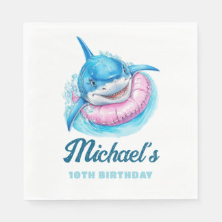 Personalized Waterpark Shark Pool Party Birthday Servet
