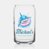 Personalized Waterpark Shark Pool Party Blikvorm Glas (Achterkant)
