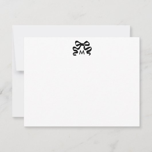 Personalized Wavy Ribbon Bow Monogram Initial Notitiekaartje (Voorkant)