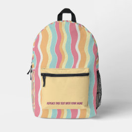 Personalized Wavy Stripe Backpack Bedrukte Rugzak