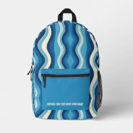 Personalized Wavy Stripe Backpack Bedrukte Rugzak